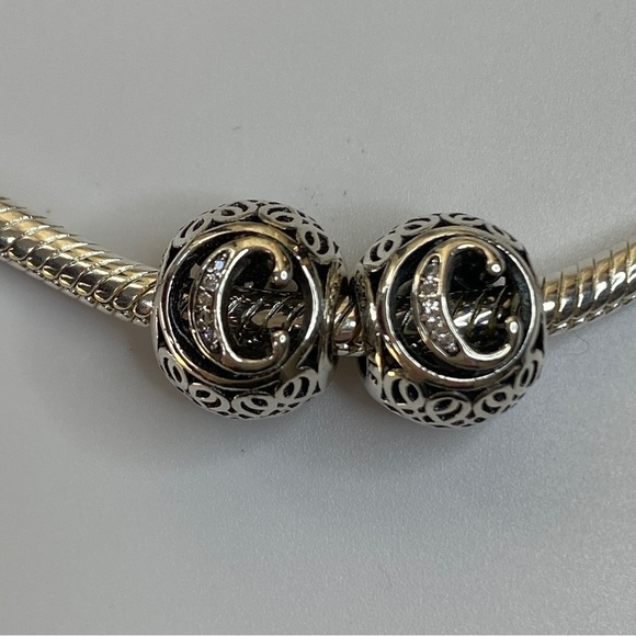 Sterling Silver Vintage Letter C Charm - Picture 4 of 7